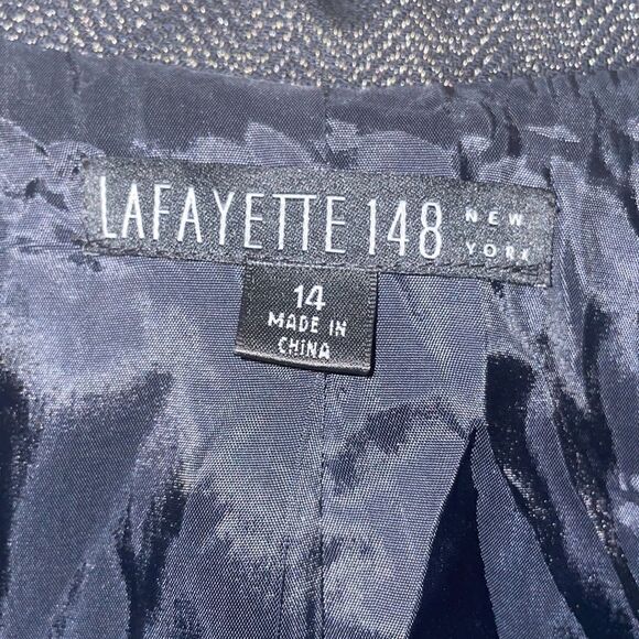LAFAYETTE 148 N.Y Charcoal with metallic wool herringbone suit jacket. Size 14 - Picture 3 of 7
